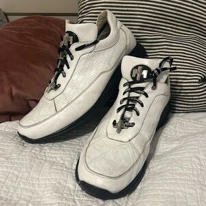 Mauri 8900/2 Baby Crocodile / Embossed Nappa Sneakers White leather Sz 12